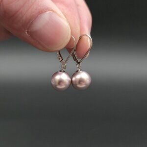 Sterling Silver Faux Pearl Dangle Earrings A6823